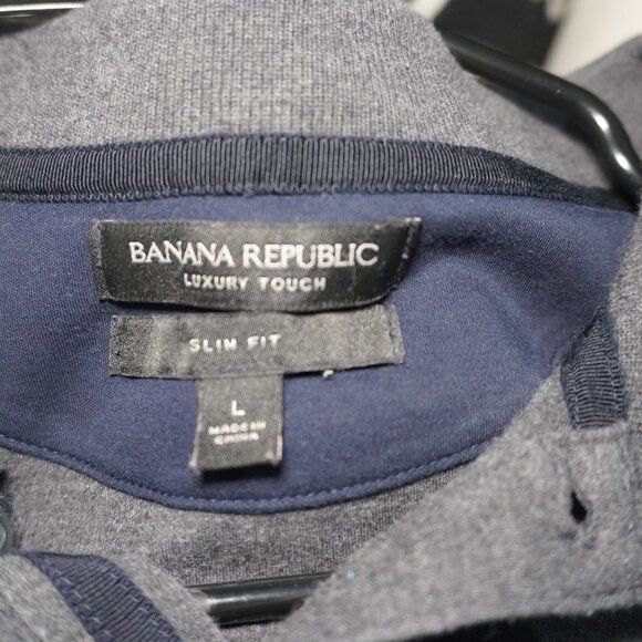 Banana Republic Mens Grey Luxury Touch Slim Fit Collard Polo Shirt Size Large - Picture 3 of 3